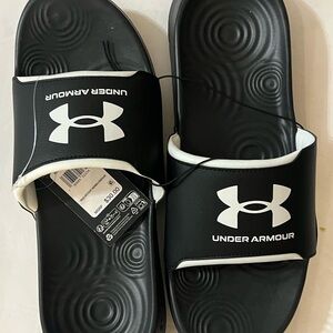Under Armour Black and White Slide Sandals
